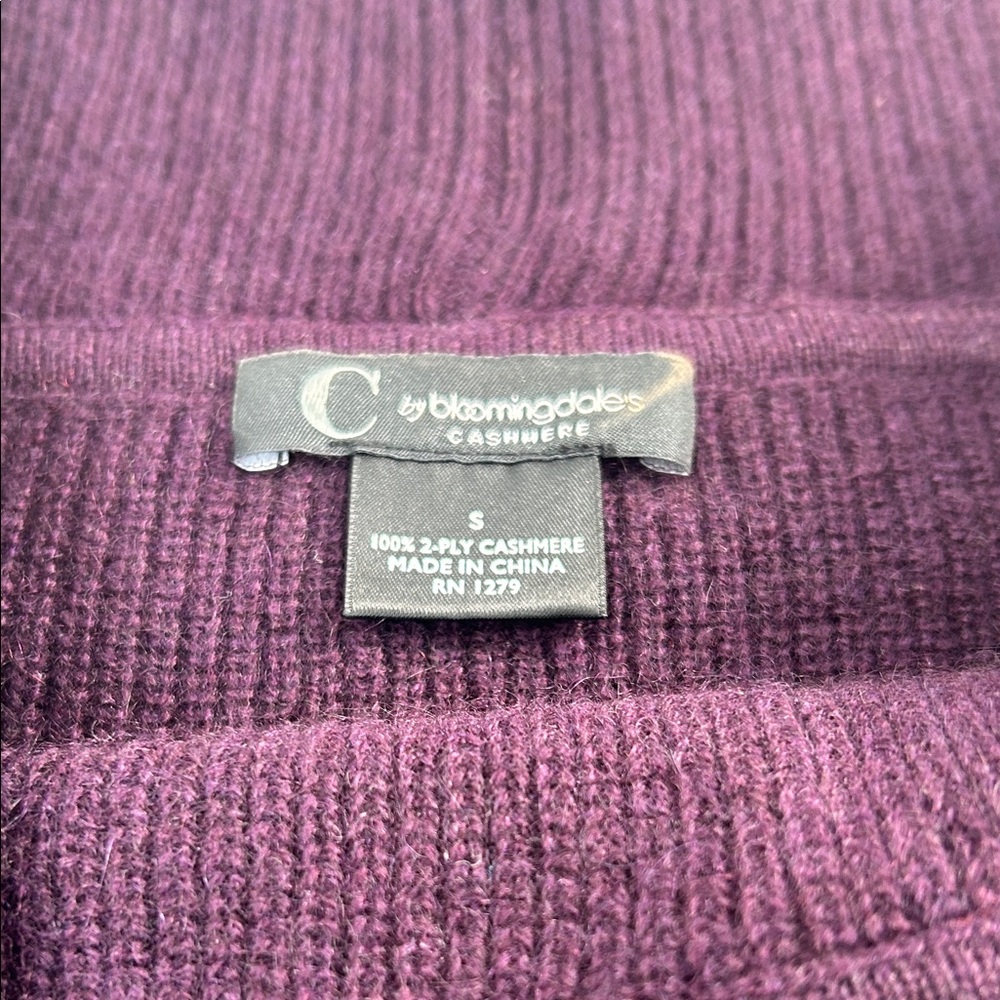 Bloomingdale's Off-the-Shoulder Plum Sweater cashmere - Picture 2 of 16